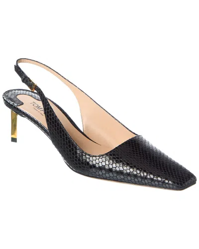 Tom Ford Snake-embossed Leather Slingback Pump In Black