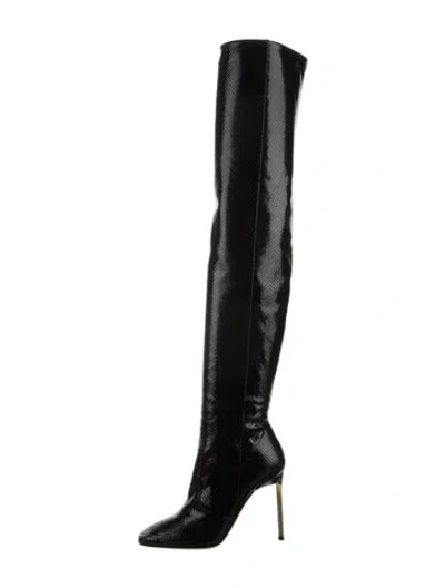 Pre-owned Tom Ford Snakeskin Animal Print Boots In Black