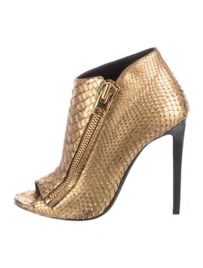 Pre-owned Tom Ford Snakeskin Animal Print Boots In Gold