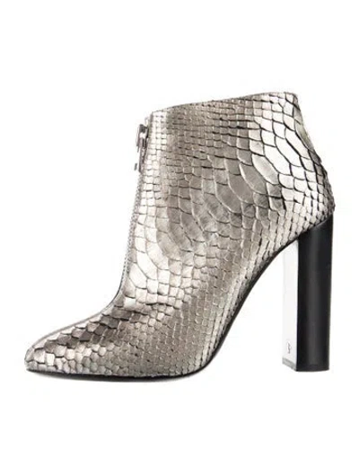 Pre-owned Tom Ford Snakeskin Animal Print Boots In Silver
