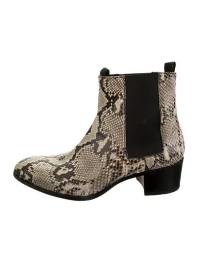 Pre-owned Tom Ford Snakeskin Animal Print Chelsea Boots In Black