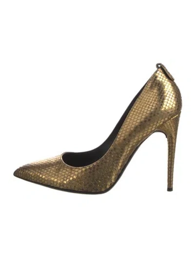 Pre-owned Tom Ford Snakeskin Animal Print Pumps In Gold/metallic