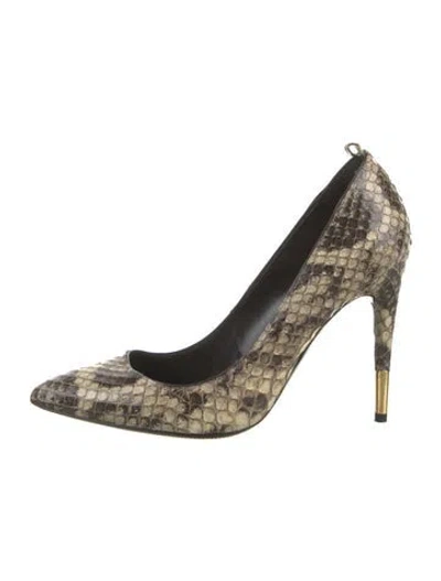 Pre-owned Tom Ford Snakeskin Animal Print Pumps In Neutrals