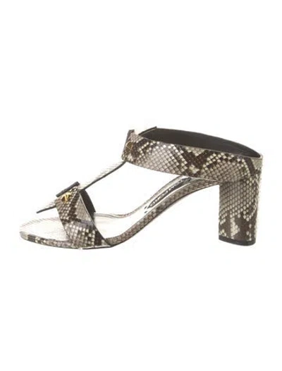 Pre-owned Tom Ford Snakeskin Animal Print T-strap Sandals In Brown