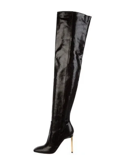 Pre-owned Tom Ford Snakeskin Boots In Black
