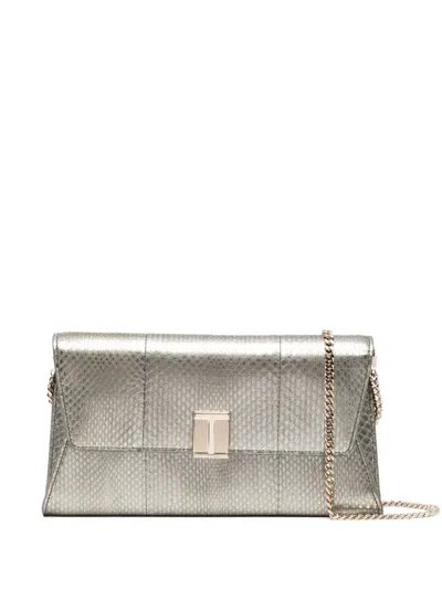 Tom Ford Snakeskin Clutch Bag In 1g049 Vintage Silver