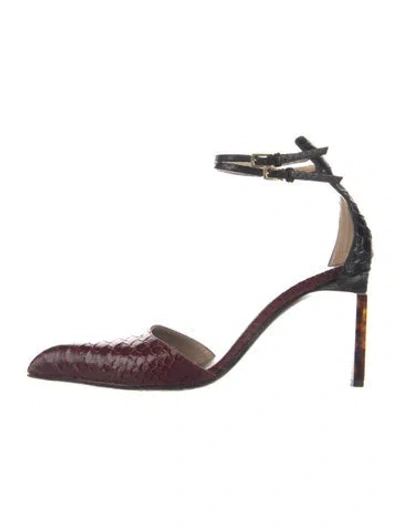 Pre-owned Tom Ford Snakeskin D'orsay Pumps In Burgundy