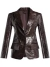 Tom Ford Snakeskin-effect Leather Blazer In Braun