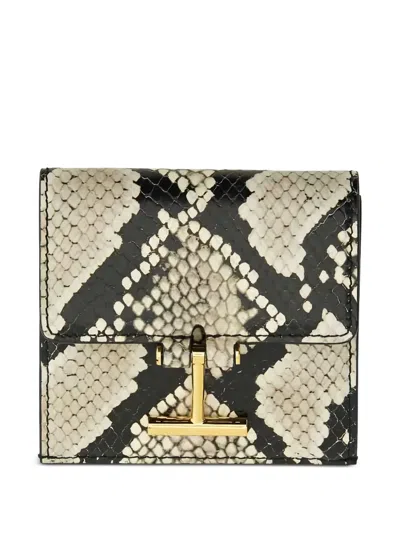 Tom Ford Calfskin Leather Card Holder With Design In Multicolor