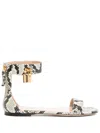 Tom Ford Embellished Snake-effect Leather Sandals In Black