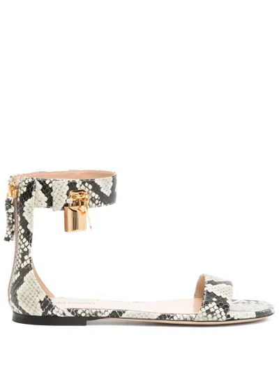 Tom Ford Embellished Snake-effect Leather Sandals In Black