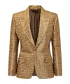 Tom Ford Metallic Croc-jacquard Single-breasted Blazer Jacket In Brown