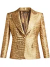 Tom Ford Snakeskin-effect Woven Blazer In Gold