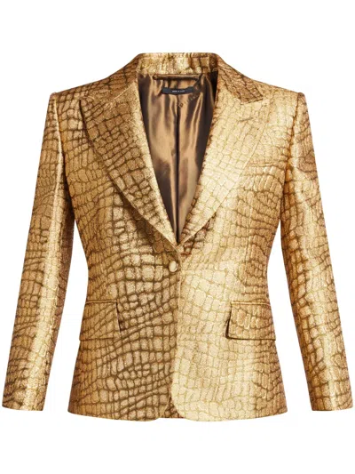 Tom Ford Snakeskin-effect Woven Blazer In Gold