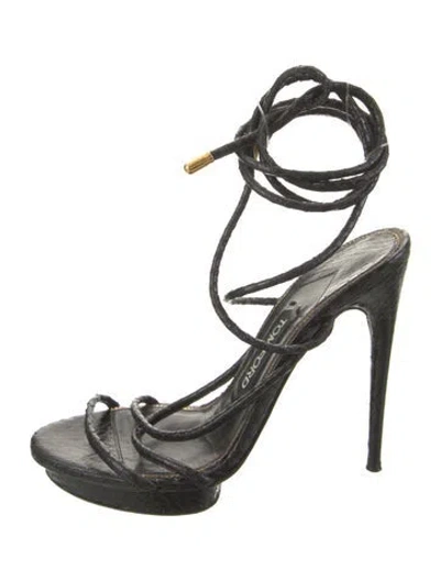 Pre-owned Tom Ford Snakeskin Gladiator Sandals In Multi