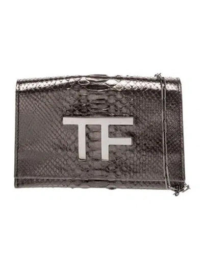 Pre-owned Tom Ford Snakeskin Shoulder Bag In Gray