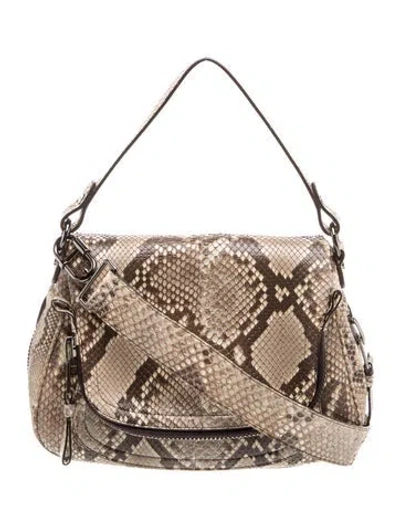 Pre-owned Tom Ford Snakeskin Shoulder Bag In Neutrals