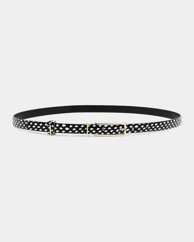 Tom Ford Snakeskin-embossed Printed Leather Belt In Black/whit