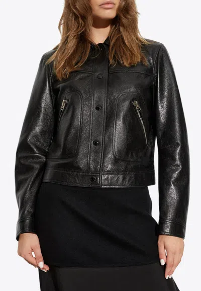 TOM FORD SNAP-BUTTON LEATHER JACKET