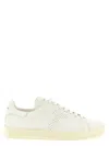 Tom Ford Perforated-logo Leather Sneakers In White