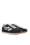Tom Ford Navy Suede And Mesh Sneakers With Contrast Stripes In Multi
