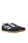 Tom Ford Navy Suede And Mesh Sneakers With Contrast Stripes
