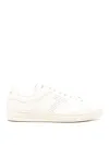 Tom Ford 'waiwick' White Low Top Sneakers With Perforated Logo On The Side And Logo Patch On The Tongue In Beige