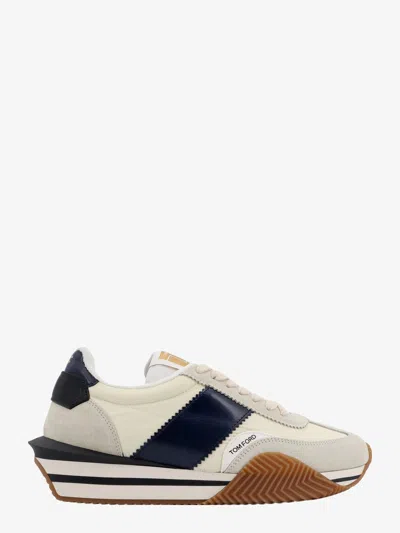 Tom Ford Logo Lace Low-cut Skate Shoes In Beige