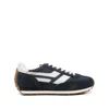 Tom Ford Navy Suede And Mesh Sneakers With Contrast Stripes In Blue