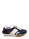 Tom Ford James Mixed Media Low Top Sneaker In Blue