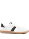 Tom Ford Archer White Low Top Sneakers With Logo Lettering On Tongue And Heel And Contrasting Heel In Leather In White