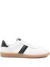 Tom Ford Archer White Low Top Sneakers With Logo Lettering On Tongue And Heel And Contrasting Heel In Leather