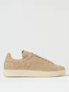 Tom Ford Perforated Suede Lace-up Sneaker With Round Toe In 米色