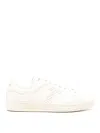 Tom Ford Leather Warwick Sneakers Rubber Sole Perforated Detailing In White