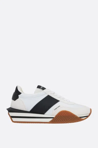 Tom Ford Men Suede & Tech Low Top Sneakers In White