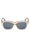 Tom Ford Snowdon 52mm Square Sunglasses In Champagne/t Logo/blue