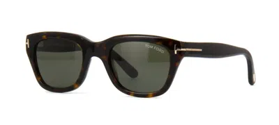 Pre-owned Tom Ford Snowdon Ft 0237 Dark Havana/grey Green (52n) Sunglasses