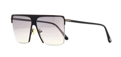 Pre-owned Tom Ford Sofi Ft 0840 Shiny Black Silver/smoke Light Mirrored (01c) Sunglasses