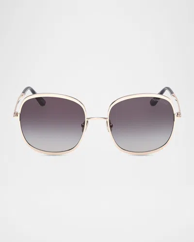 Tom Ford Sofia 57mm Metal Round Sunglasses In Brown