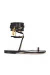 Tom Ford Black Shiny Leather Padlock Thong Sandals In Black