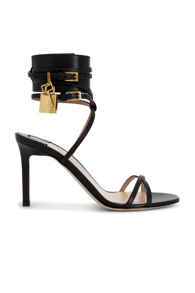 Tom Ford Soft Calf Ankle Wrap Sandal In Black