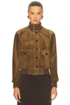 Tom Ford Soft Cashmere Bomber Jacket In Brown