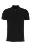 Tom Ford Black Short-sleeves Polo In Cotton Piquet Jersey Man