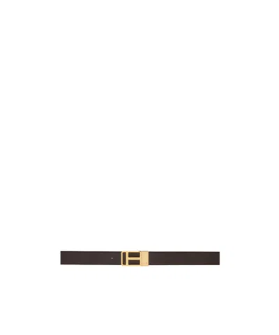 Tom Ford Soft Grain Leather Reversible Belt In Brown
