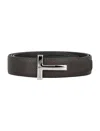 Tom Ford Soft Grain Leather Reversible T Belt 30 In Brown