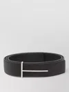 Tom Ford Dark Brown Reversible Textured Silver Buckle Belt