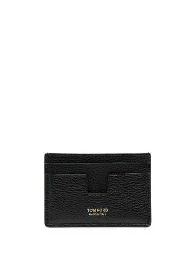 Tom Ford Soft Grain Leather T Line Cardholder Accessories In Black