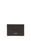 Tom Ford Soft Grain Leather T Line Cardholder Accessories In Brown