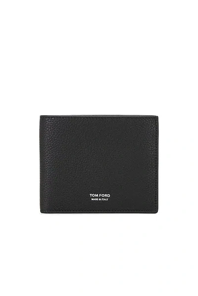 Tom Ford Soft Grain Leather T Line Classic Bifold Wallet In Black