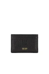 Tom Ford Black Card Holder With Embossed Lgoo Lettering On The Front And Money Clip In Grained Leather Man In Black